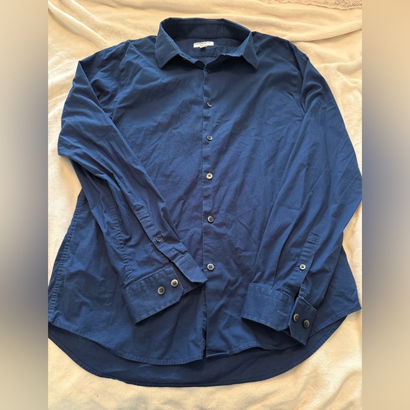 Men’s Express Large Blue Button Down Dress Shirt - Picture 3 of 3